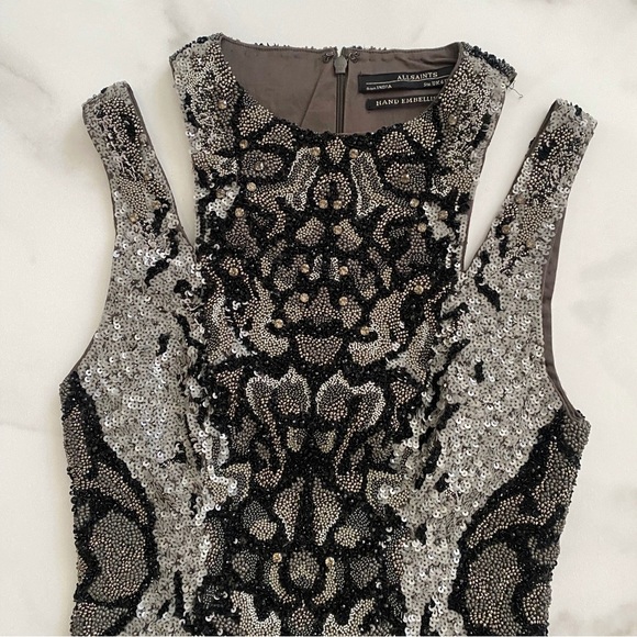 All Saints Hand Beaded Cocktail Mini Dress - Picture 2 of 6